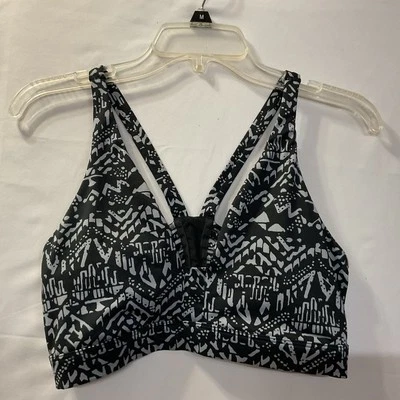 VSX Sport Bra Women’s Black Gray Large Strappy Back Lined Stretch Lightly Padded - Image 1 of 4