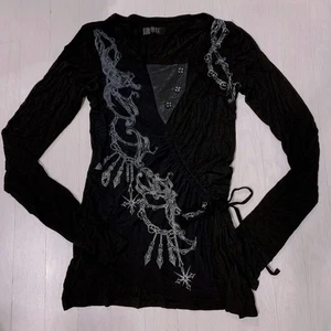 h.NAOTO Seven Greed Unisex Black Cut & Sew Top Free Size - Picture 1 of 9