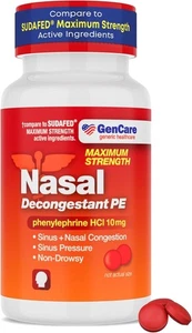 Gencare - Descongestionante nasal (10 mg comprimidos) fenilefrina Hcl (300 comprimidos por B - Imagen 1 de 8