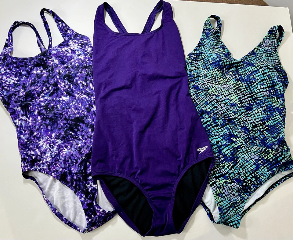 Speedo Juego de tres piezas para mujer talla 10 púrpura verde azul Foto 1 de 4