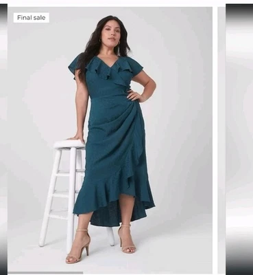 Lanr Bryant Ruffle Emerald Dress Nwt Size 28 - Image 1 of 4