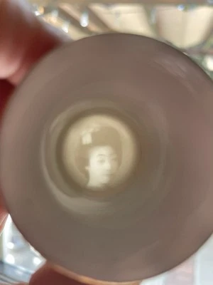 Lithophane Geisha Sake Cup Shot Glass Set Of 4 Female Face Head Image Japanese - Image 1 of 4