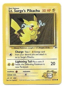 Lt. Surge's Pikachu 081/132 Gym Heroes Regular Vintage Pokemon TCG WoTC - Picture 1 of 2