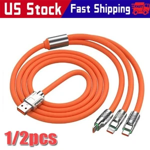 3 in 1 Max 120W 4.0 FT Fast Charging Cable USB Universal Cell Phone Charger Cord - Picture 1 of 23