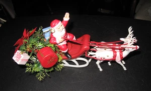 Old Vintage Plastic Santa Claus with Reindeer and Sleigh - Picture 1 of 9