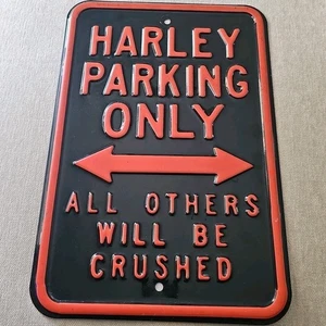 Harley Parking Only Sign 18"X 12" Heavy 2lb+ Metal Embossed Letters - Picture 1 of 17