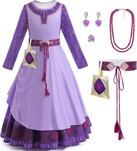 Wish Asha Dress Costume for Girls Princess Dress up Kids Cosplay Outfits Hallowe - Picture 1 of 13