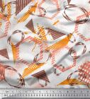 Soimoi Brown Cotton Poplin Fabric Geometric Abstract Decor Fabric-Zlp