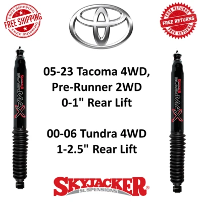 Skyjacker Black MAX Shock Absorber Pair Rear Lift For Toyota Tacoma Tundra 4WD - Imagem 1 de 4