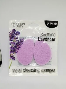2pcs Precision Beauty Soothing Lavender Facial Cleansing Sponges - Picture 1 of 8