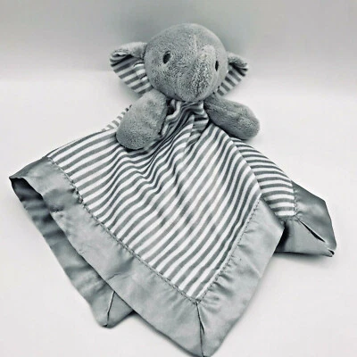 Manta de seguridad para bebé CIRCO Elephant Lovey gris blanco rayas espalda satinada Foto 1 de 4