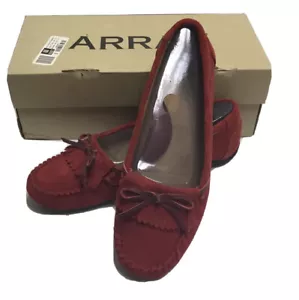 Array Womens Bismark RED SUEDE LEATHER Penny Loafers Shoes 8.5 M ~BRAND NEW! - Picture 1 of 6