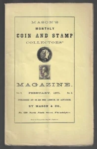 Vintage Februar 1871 Freimaurer Münze und Briefmarken Magazin monatlich ORIGINAL - Bild 1 von 1