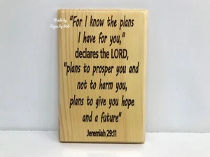 Laser engraved, Hand-made, wood bible verse "Jeremiah 29:11" sign, great gifts. - Picture 1 of 3