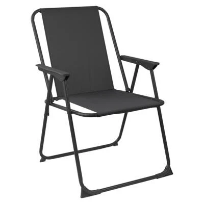 HARBOUR HOUSEWARES Klappbarer Metall Strandkorb Outdoor Camping Picknick Sessel Canvas Sitz Schwarz