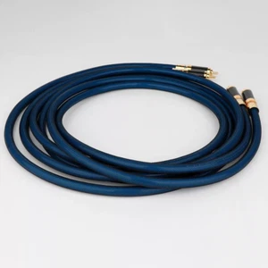 Pair HiFi OFC Copper Silver Plated Audio RCA Cable Gold Plated Carbon Fiber Plug - Picture 1 of 9