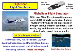 Flight Simulator FlightGear 2025 Professional Fly on USB pour Windows 11 10 8 PC - Photo 1/3