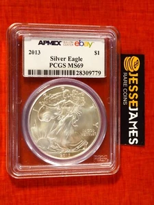 2013 $1 AMERICAN SILVER EAGLE PCGS MS69 APMEX/EBAY LABEL - Picture 1 of 2
