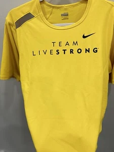 2009 Nike Livestrong x Boston Marathon Yellow Jersey Lance Armstrong Size L - Picture 1 of 4