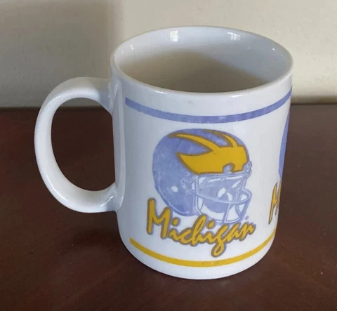 MICHIGAN WOLVERINES Coffee Mug Cup Vtg 1990’s 90’s NCAA College Football Faded Cover