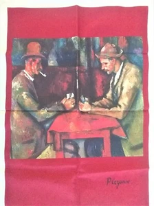 Telo Cucina Cotone Uomo Rosso Francese Famosa Arte Cezanne Giocatori Carte 27x20 - Foto 1 di 5