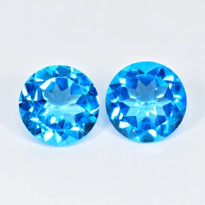 8.46Ct (2Pcs) Round Cut _ Valuable Sparkles Natural Swiss Blue Topaz _ Brazil - Bild 1 von 1