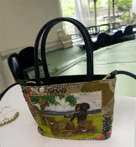 Vintage Safari Beaded Tote W/Long Strap 9x5x2 Small Purse - Picture 1 of 7