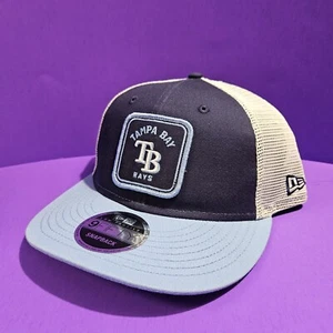 NEW Men's New Era Tampa Bay Rays Square Low Profile 9Fifty SnapBack Trucker Hat - Picture 1 of 9