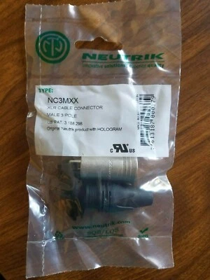 Neutrik NC3MXX 3 Pin Male XLR Cable Mic Connector Nickel Housing Silver Contacts - Image 1 of 4