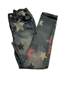 GAP Jeans Girl Size 8T Star Denim High Stretch Jeggings Patriotic Red Blue White - Picture 1 of 6