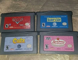 Lot Of 4 Game Boy Advance Games CARS, STRAWBERRY SHIRTCAKE, SURFS UP, CATZ.  - Picture 1 of 2