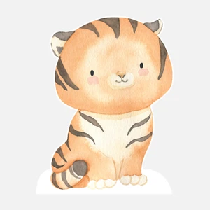 Tiger Babyparty Pappausschnitt | lebensgroßer Pappausschnitt | 99 cm x 128 cm - Bild 1 von 4