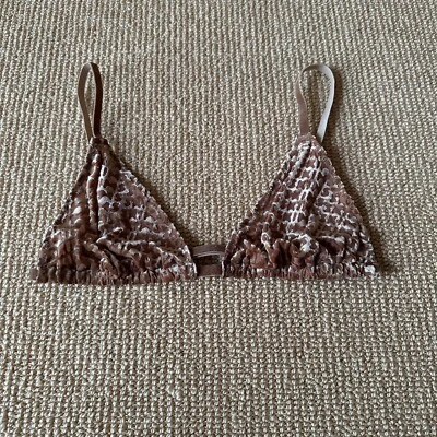 Bralette triángulo con logotipo de terciopelo Skims Chai, talla mediana nuevo con etiquetas Foto 1 de 3