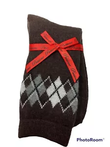 Cashmere Socks Wool Blend Argyle Print Size 9-11 Vintage Passione - Picture 1 of 12