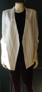 Neu ohne Etikett RACHEL ZOE OFFENER BLAZER MIT GERAFFTEN ÄRMELN CREME GRAU SCHWARZ CARDIGAN GRÖSSE M L - Bild 1 von 5