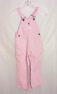 Lakin McKey Girls Bib Overalls Size 4 Pink White Denim Carpenter Coveralls - Picture 1 of 12