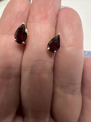 Brincos de granada de rodolita lágrima 14k - Imagem 1 de 4