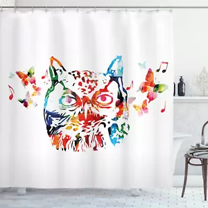 Animal Shower Curtain Abstract Wild Birds Owl Print for Bathroom - Picture 1 of 8
