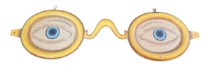 Letrero comercial de optometrista vintage de metal pintado estaño 36" - Imagen 1 de 22