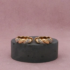ross simons sterling silver two-tone diamond accent huggie hoop earrings - Picture 1 of 3