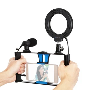 Kits de support stabilisateur de téléphone PULUZ 3 en 1 Vlogging Live Rig poignée support trépied - Photo 1 sur 13