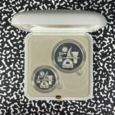 1993 Israel 2x Coin Proof Set Lot#B3052 Silver! With Case & C.O.A. - Image 1 of 4