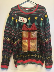 Super Ugly Uni-Sex Christmas Sweater with Gift Bag Front Pocket XL - Picture 1 of 9