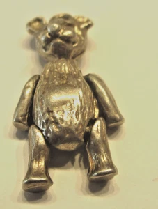 SILVER VINTAGE BRACELET CHARM CUTE LITTLE TEDDY BEAR MOVING LIMBS - Picture 1 of 1