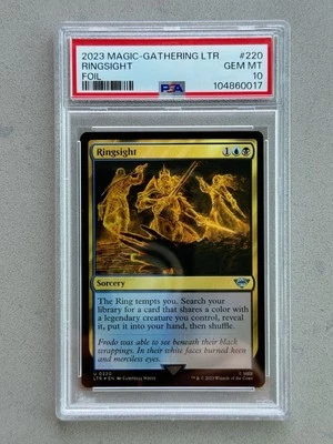 PSA 10 Lord of the Rings Middle Earth MTG #220 Ringsight U 0220 FOIL Gem MT (B) - Image 1 of 3