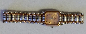 Women's ELGIN Quartz Gold & Silver Tone Pink Dial EM347-Works Good-New Battery - Picture 1 of 11