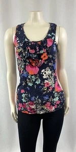 Merona Ruffled Front Multi Floral Sleeveless Blouse Tank Top Rayon Blend Size XS - Picture 1 of 3