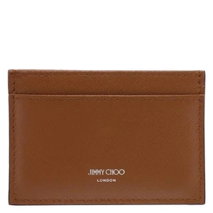Tarjetero Jimmy Choo Dom de cuero texturizado J000164415-TOSTADO OSCURO/METAL ARMADO - Imagen 1 de 5