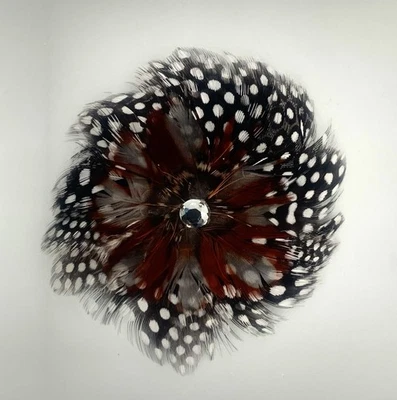 Feather Pin Barrett Handmade Rhinestone Beautiful Fall Colors Large BoHo - Image 1 of 4
