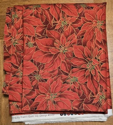 Edredón Fabri 602 44 x 70 Rojo Poinsettia Tela Navidad Vintage Temporadas Saludo Foto 1 de 3